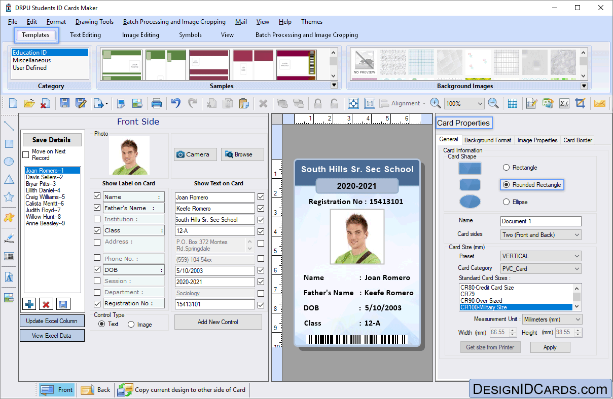 drpu-student-id-cards-maker-screenshots-of-how-to-create-id-cards