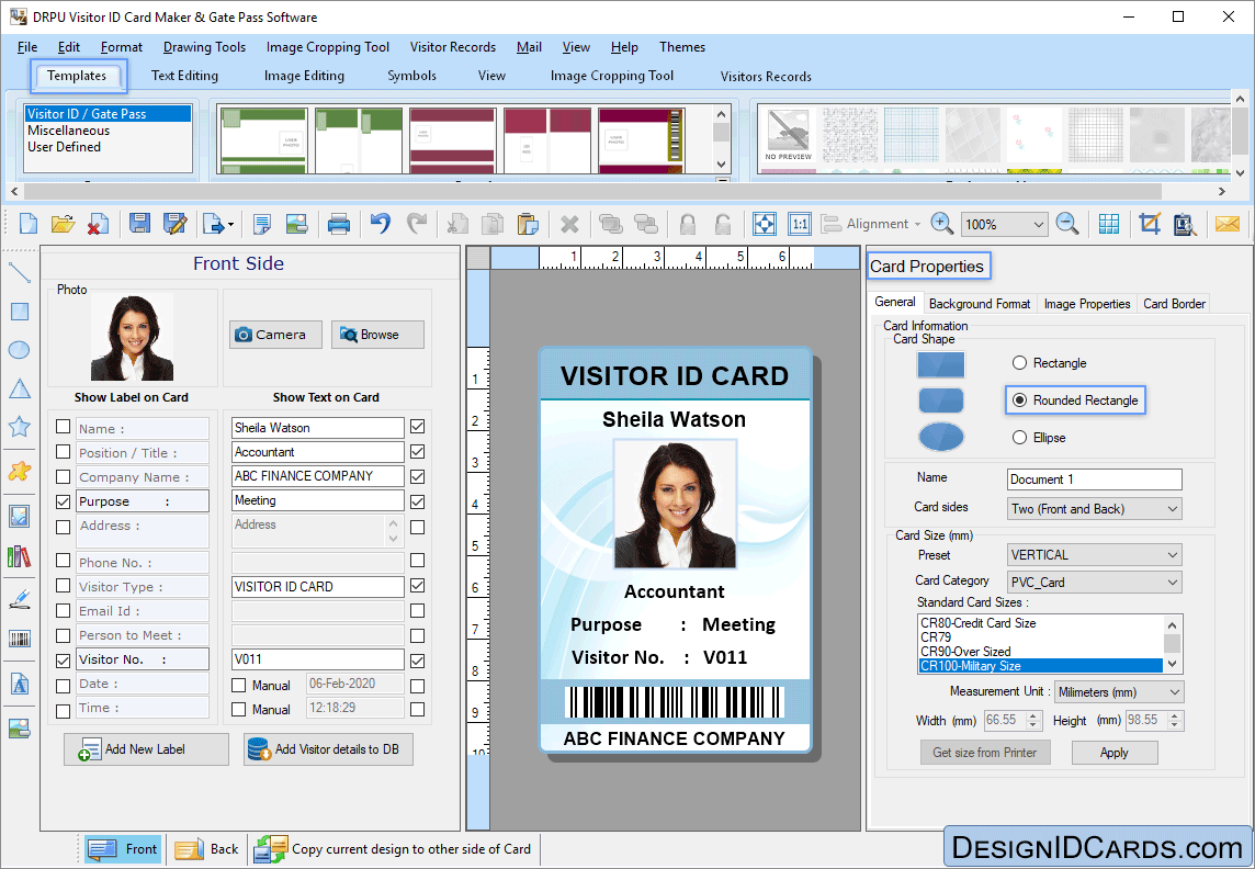 DRPU Gate Pass ID Cards Maker Screenshots of how to design Gate pass